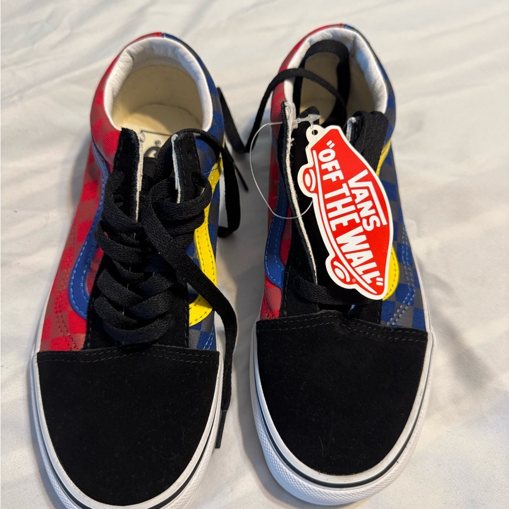 Vans Red and Blue High-Top Sneakers